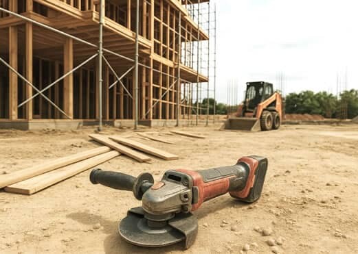 disorganized construction site representing the high cost of lost tools