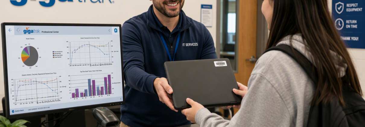 Educational asset tracking is better than ever with GigaTrak. GigaTrak's asset tracking system is used all over the world to ensure assets, like student laptops, have full visibility. GigaTrak lowers replacement costs for equipment.
