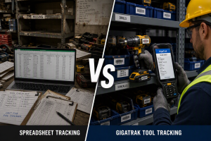 Spreadsheets are now ineffective. This image shows how GigaTrak's tool tracking software is replacing spreadsheets and reducing labor and costs of equipment replacements.